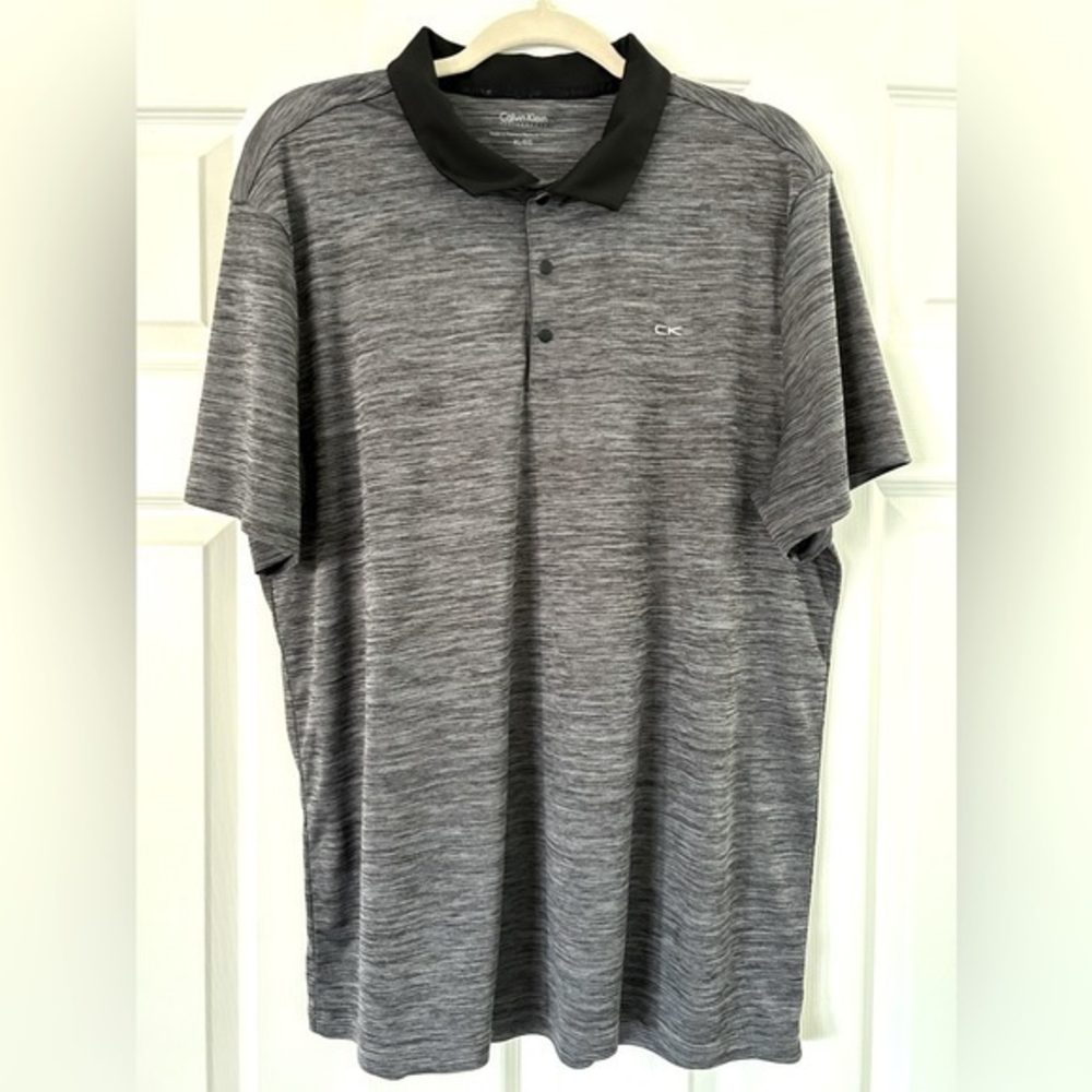 Calvin Klein Men’s Performance Golf Polo Short Sleeve Heathered Gray‎ Size XL